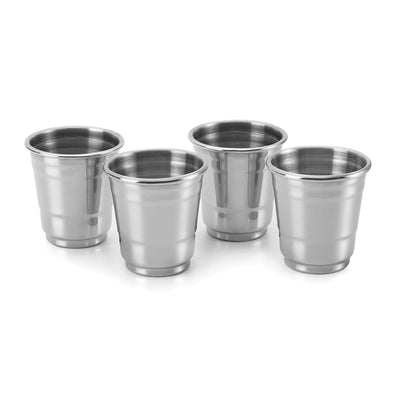 Set de 4 Vasos Tequileros de acero inoxidable JARWARE Accesorio Mason Jars - Coveme Jarware Artículos para Bar