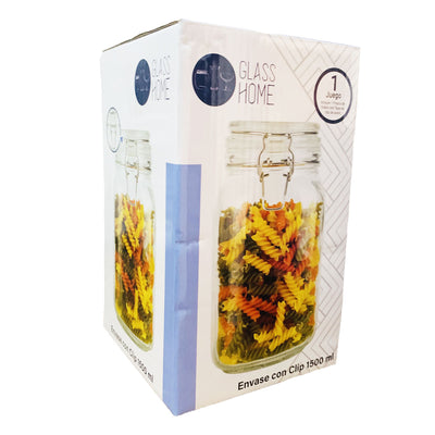 Brocal de Vidrio con tapa Clip de 1500ml - Coveme Glass Home Food Storage Containers