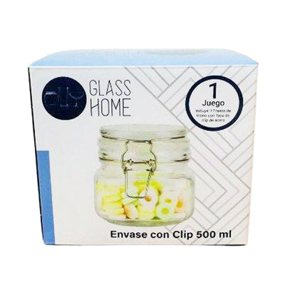 Brocal de Vidrio con tapa Clip de 500ml - Coveme Glass Home Food Storage Containers