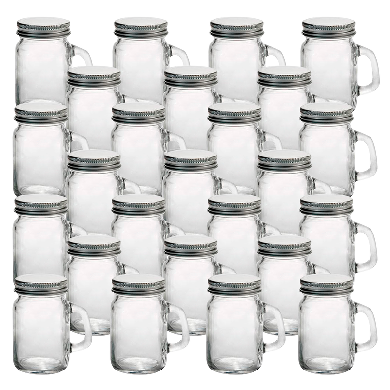 Mason jars Mini c/Asa Liso color Plata - Coveme Drink Lab Mason Jars